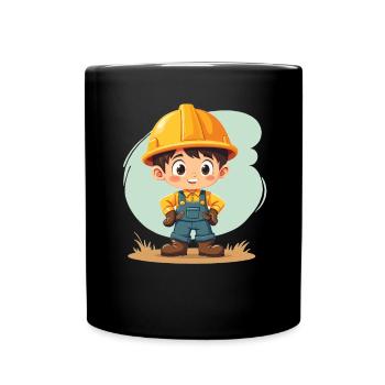 Construction Worker Design – Cute Motif for Kids - Full Colour Mug - black - Front