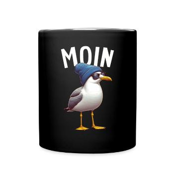 Moin Seagull Northern Germany Greetings Baltic Sea North Sea - Full Colour Mug - black - Front