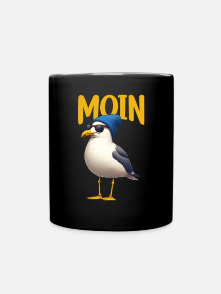 Moin Möwe Norddeutschland Gruß Ostsee Nordsee - Tasse einfarbig - Schwarz