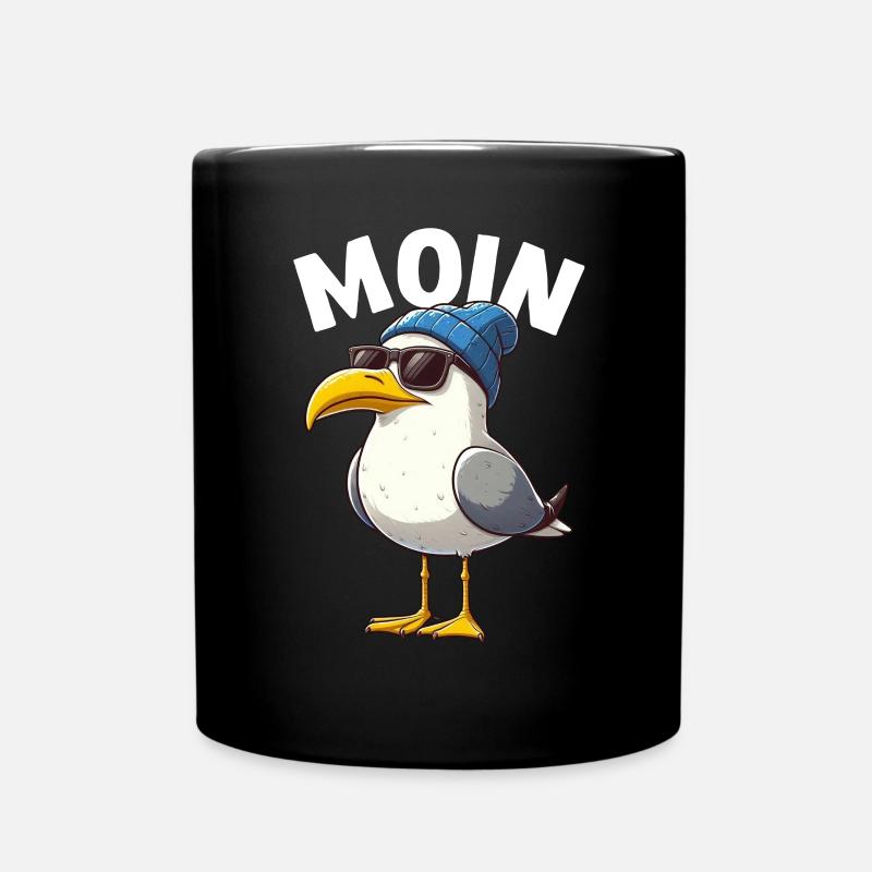 Moin Möwe Norddeutschland Gruß Ostsee Nordsee - Tasse einfarbig - Schwarz