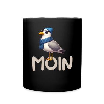 Moin Seagull Northern Germany Greetings Baltic Sea North Sea - Full Colour Mug - black - Front