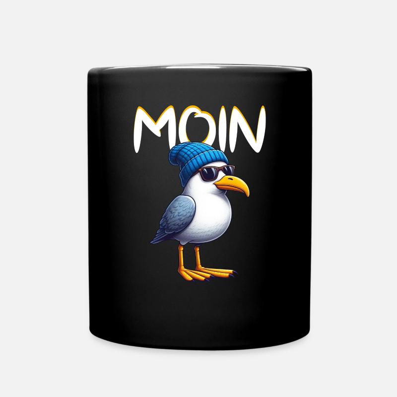 Moin Möwe Norddeutschland Gruß Ostsee Nordsee - Tasse einfarbig - Schwarz