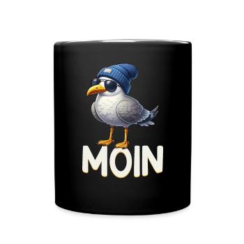 Moin Seagull Northern Germany Greetings Baltic Sea North Sea - Full Colour Mug - black - Front
