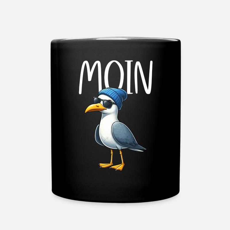 Moin Möwe Norddeutschland Gruß Ostsee Nordsee - Tasse einfarbig - Schwarz