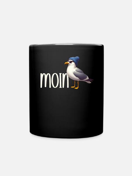 Moin Möwe Norddeutschland Gruß Ostsee Nordsee - Tasse einfarbig - Schwarz