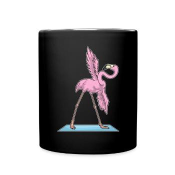 Flamingo Yoga Fitness Gymnastik - Tasse einfarbig - Schwarz - Vorne