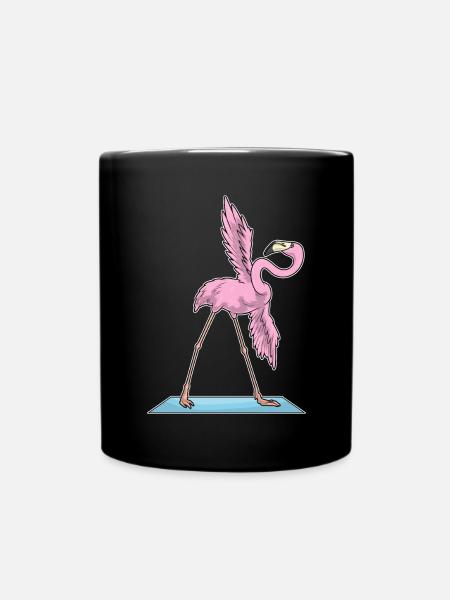Flamingo Yoga Fitness Gymnastik - Tasse einfarbig - Schwarz