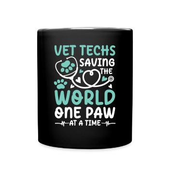 Vet Techs Saving The World One Paw At A Time - Tasse einfarbig - Schwarz - Vorne