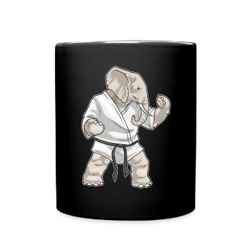 Elefant Karate Kampfsport - Tasse einfarbig - Schwarz - Vorne
