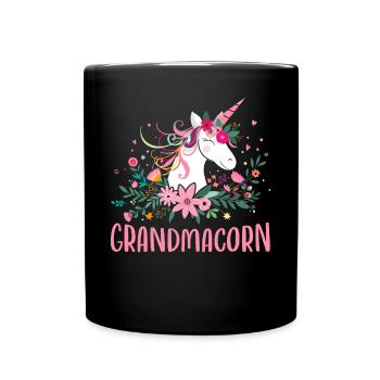 Grandmacorn Einhorn Oma - Tasse einfarbig - Schwarz - Vorne