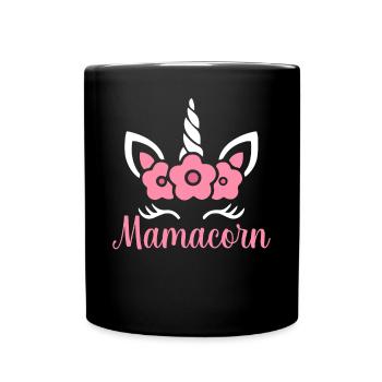 Maman macorne licorne - Mug uni - noir - Devant