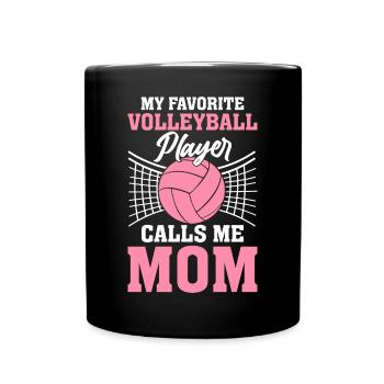 Mein Lieblings-Volleyballspieler nennt mich Mama - Tasse einfarbig - Schwarz - Vorne