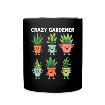 Plant Lover Funny Gardening - Crazy Gardener - Full Colour Mug - black - Front