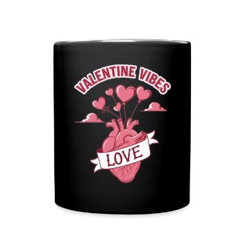 Valentine Vibes für verliebte zu Valentinstag - Tasse einfarbig - Schwarz - Vorne