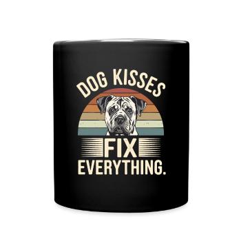Dog Kisses Fix Everything für einen Hundbesitzer - Tasse einfarbig - Schwarz - Vorne