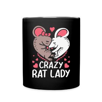 Crazy Rat Lady Rat Pet Owner - Full Colour Mug - black - Front