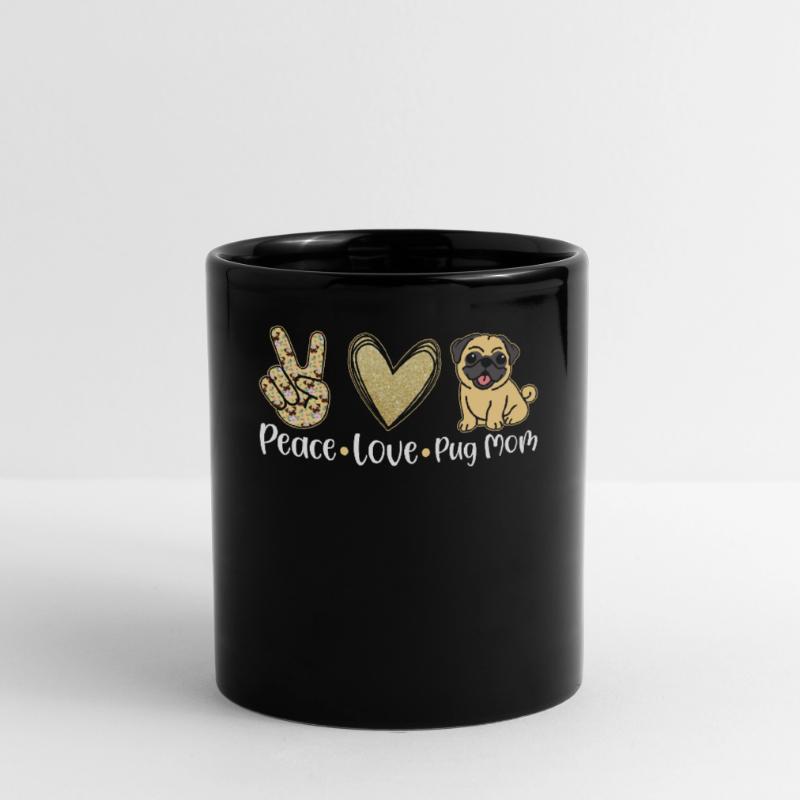 Frieden Liebe Mops Mutter Welpen Mutter Mops Tasse einfarbig