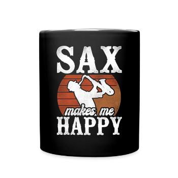 Saxophone Pun Sax Makes Me Smile - Full Colour Mug - black - Front