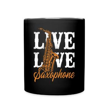Saxophone Girl Live Love Saxophone - Full Colour Mug - black - Front