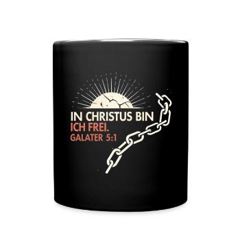 In Christus Frei Gal 5:1 - Tasse einfarbig - Schwarz - Vorne