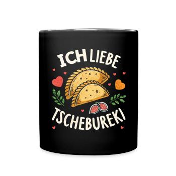 Ich liebe Tschebureki - Tasse einfarbig - Schwarz - Vorne