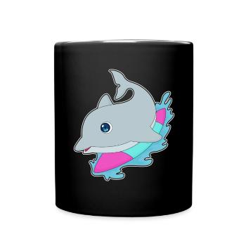 Été de surf sur planche de surf Dolphin - Mug uni - noir - Devant