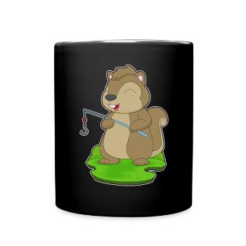 Pêche à la canne à pêche Squirrel Angler - Mug uni - noir - Devant