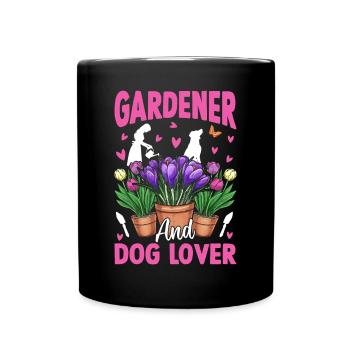 Gardener and dog lover - Hobby Gardener - Tasse einfarbig - Schwarz - Vorne
