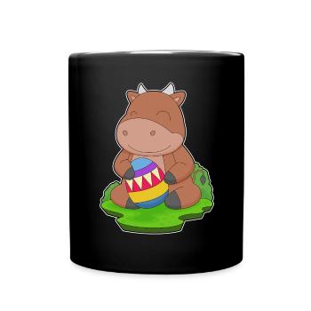 Stier Ostern Osterei - Tasse einfarbig - Schwarz - Vorne