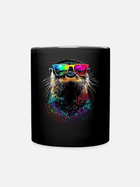 Loutre Loutre de mer Loutre Loutre Martre amour Loutre mignonne - Mug uni - noir