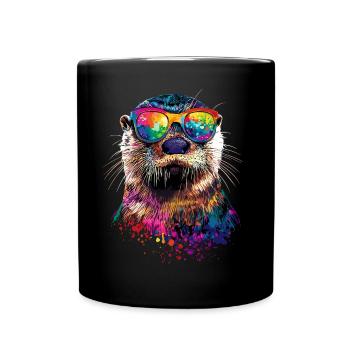 Loutre Loutre de mer Loutre Loutre Martre amour Loutre mignonne - Mug uni - noir - Devant