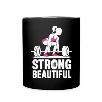 Bodybuilder Gym Girl Barbell Power Beauty - Full Colour Mug - black - Front