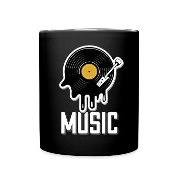 Musik Schallplatte Retro Outfit für Musiker und - Tasse einfarbig - Schwarz - Vorne