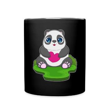 Panda Herz - Tasse einfarbig - Schwarz - Vorne