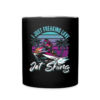Jetski Lover - I just freaking love jet skiing - Tasse einfarbig - Schwarz - Vorne