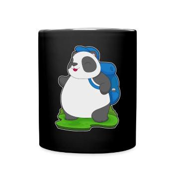 Panda Wanderer Rucksack Wandern - Tasse einfarbig - Schwarz - Vorne
