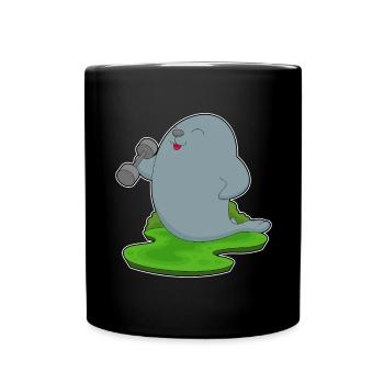 Seehund Bodybuilder Hantel Bodybuilding - Tasse einfarbig - Schwarz - Vorne