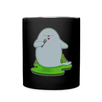 Seal Singer Microphone Singing - Full Colour Mug - black - Front
