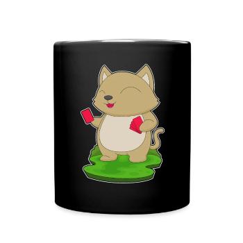 Katze Poker Pokerkarten - Tasse einfarbig - Schwarz - Vorne