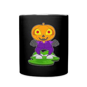 Jack O'Lantern Halloween Kürbis - Tasse einfarbig - Schwarz - Vorne