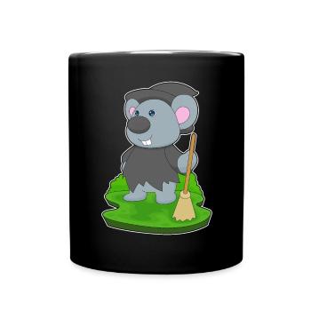 Mouse Witch Broom - Full Colour Mug - black - Front