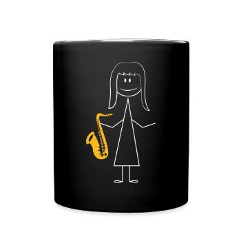Saxophone Saxophone Girl - Full Colour Mug - black - Front