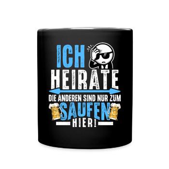JGA Männer T-Shirt Bräutigam Kostüm Polterabend - Tasse einfarbig - Schwarz - Vorne