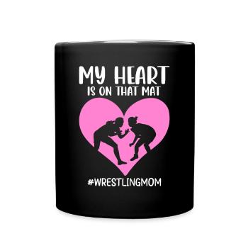 Wrestler Ringen Mein Herz ist auf diesem Mann - Tasse einfarbig - Schwarz - Vorne