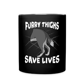 Furry Fandom Furries Fursona Furry Thighs - Full Colour Mug - black - Front