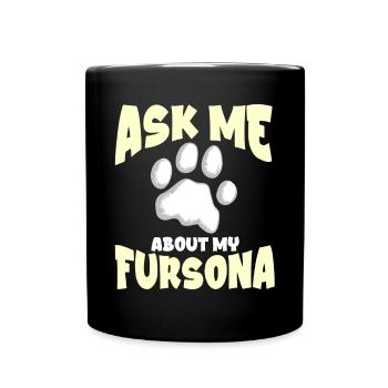 Furry Fandom Furries Fursona Frag mich über meine - Tasse einfarbig - Schwarz - Vorne