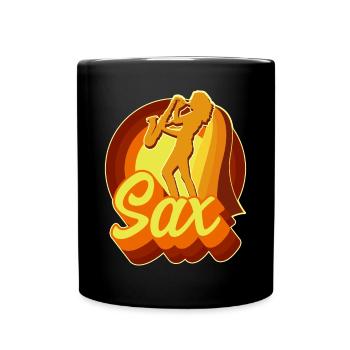 Saxophone Retro Vintage 70s Sax - Full Colour Mug - black - Front