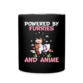 Furry Fandom Furries Fursona Powered by Furries - Full Colour Mug - black - Front
