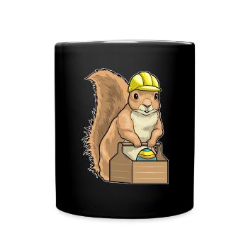 Eichhörnchen Ostern Handwerker - Tasse einfarbig - Schwarz - Vorne
