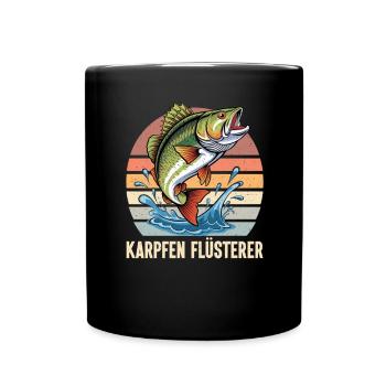 Angel Fischer Angler Angelurlaub Fischjäger - Tasse einfarbig - Schwarz - Vorne